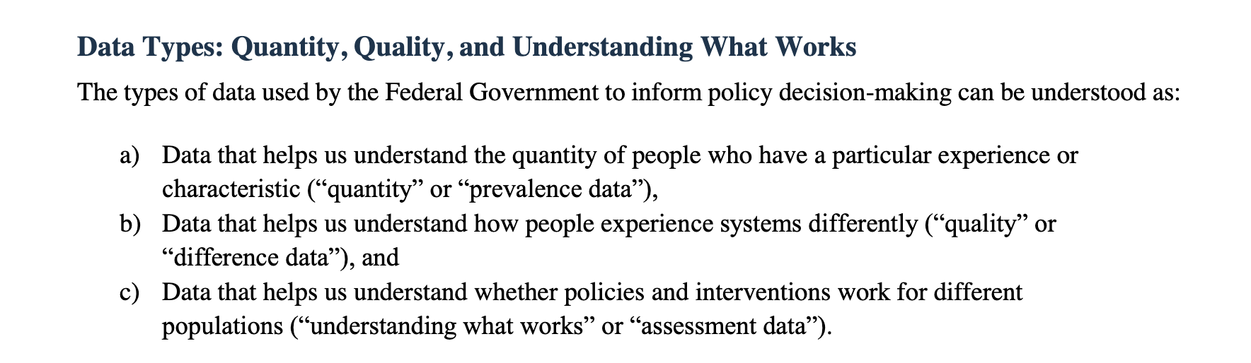 Data Types: Quantity, Quality, and Understanding What Works